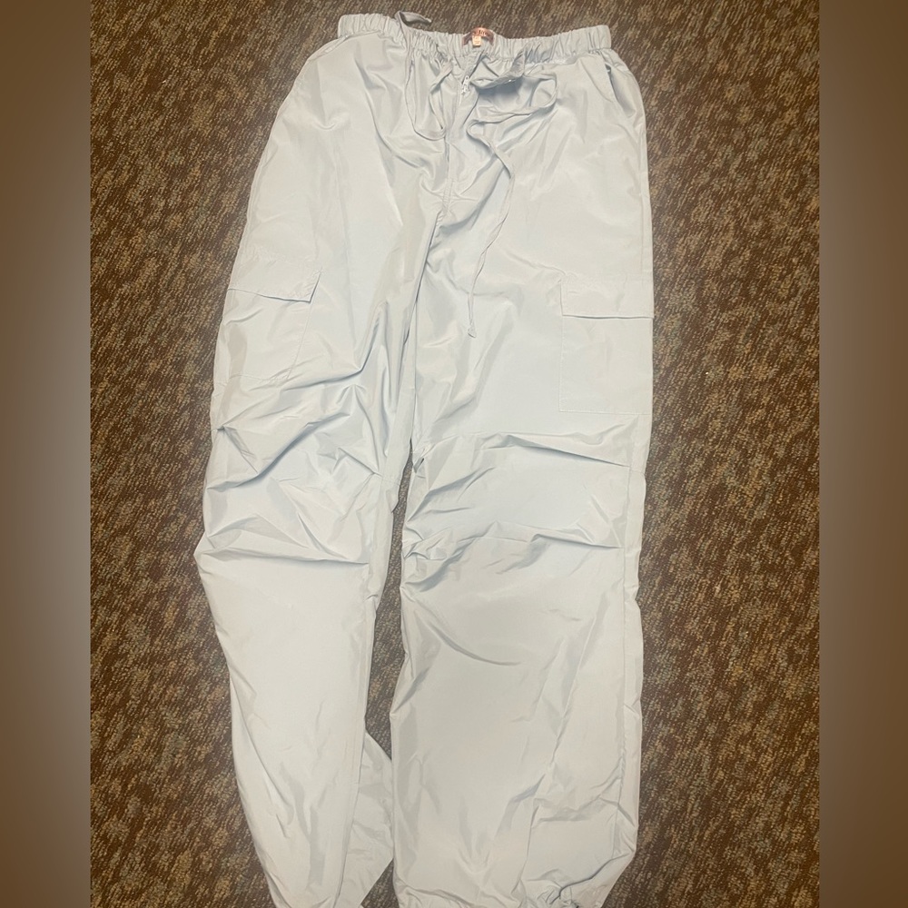 Light blue parachute pants